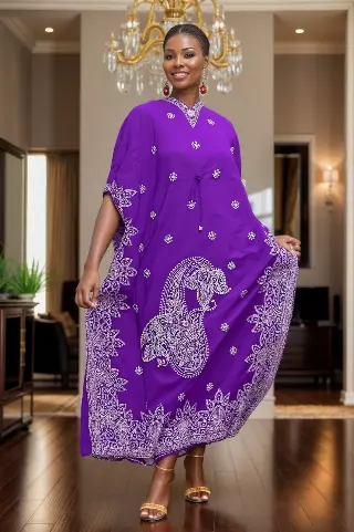 PNA-503 - Women's Plus Size Gorgeous Kaftan - One Size (6-PCS PRE-PACK) $7 Each — One Size (4-24) / Purple