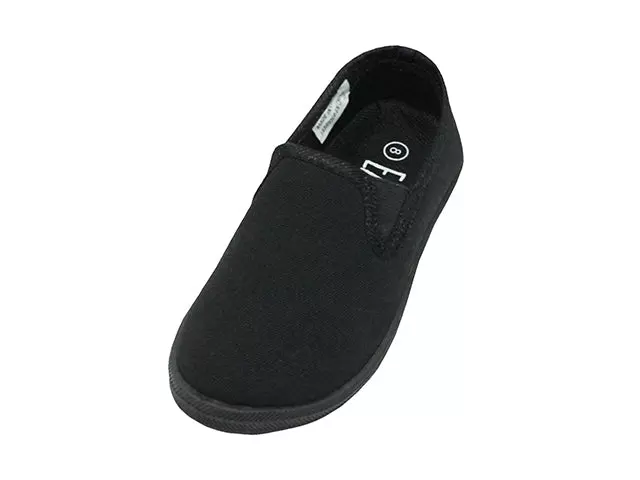 S316-I - Toddler's "Easy USA" Cotton Slip On Canvas Shoes — All Black (S316-I-BB)