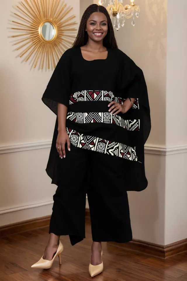 7873 - Women's Gorgeous Solid & Print 2pc Pant Set - $25.00 Each (3 pcs per pack) — Free Size / Print-645