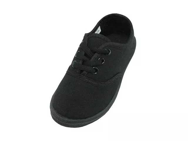 S324-I - Toddler's "Easy USA" Lace-up Canvas Shoes — All Black (S324-I-BB)