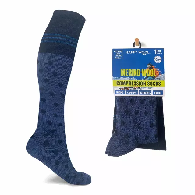 MERINO WOOL COMPRESSION BOOT SOCKS — Nordic Nights / Large/XL