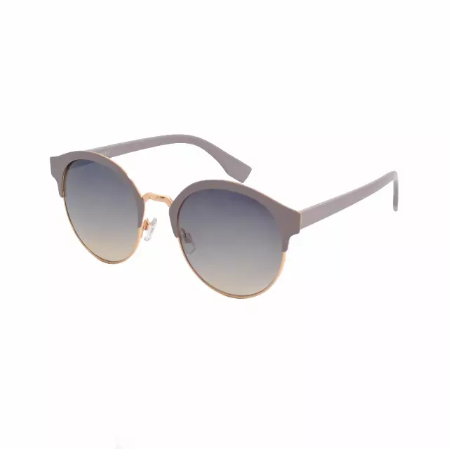 Half-Rim Round Sunglasses with Bold Upper Frame & Slim Temple Arms HJ10108