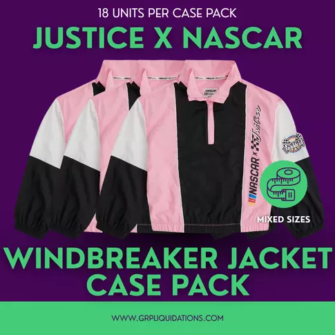 Justice Girl's NASCAR X Justice Collab Racing Pullover Windbreaker Jacket · 18