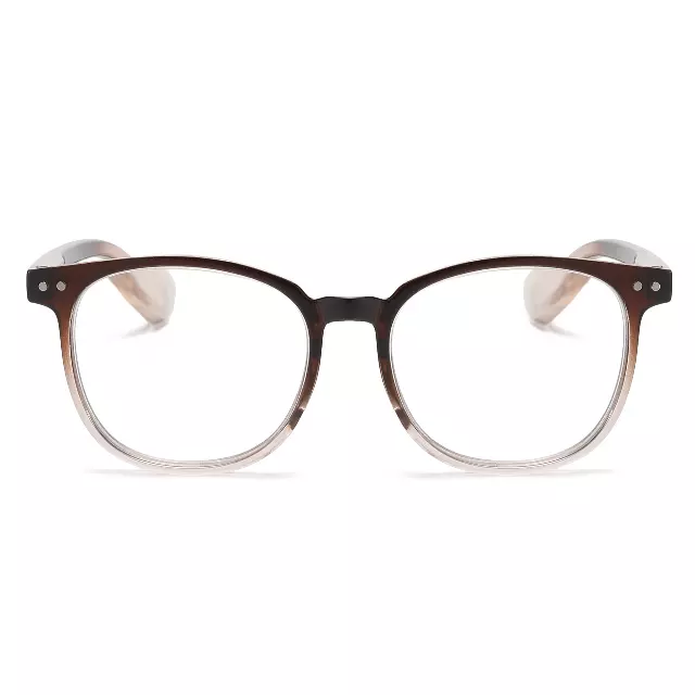 Retro Rounded Square Reading Glasses with Lightweight Two-Tone Frames RJ11070 — +2.75