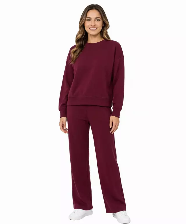 Crewneck 2pc Loungewear Set #606 — Burgundy / S-M-L-XL