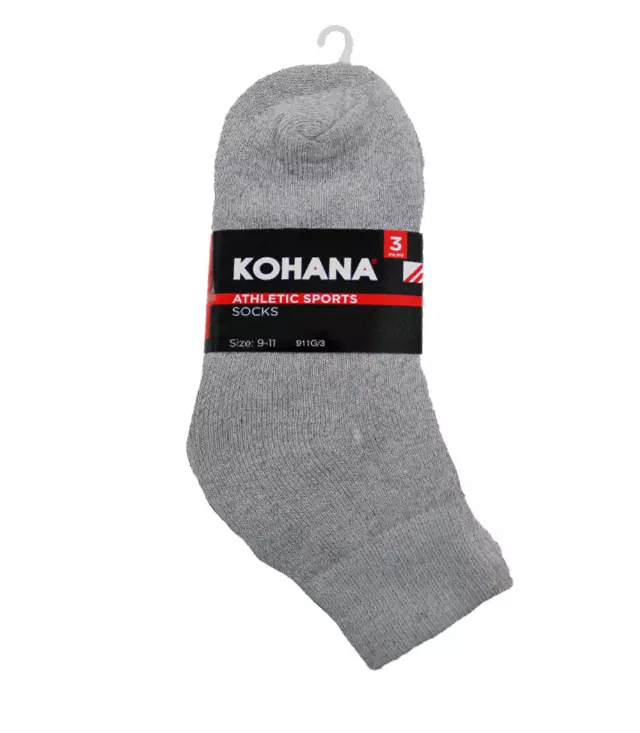 Socks - 10-13 Grey Ankle Sport Socks - 2450G-3
