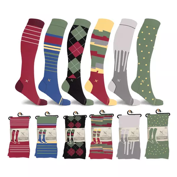 FALL COLORS COMPRESSION SOCKS - 6 ASST STYLES — Small/Medium