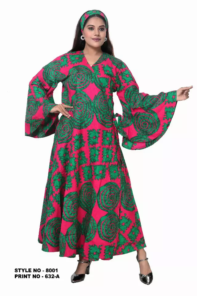 8001 - NEW PRINT ALERT!!! African Print Wrap Dress (3/pk) Free Size - $20.00 Each — Free Size / Print-632A