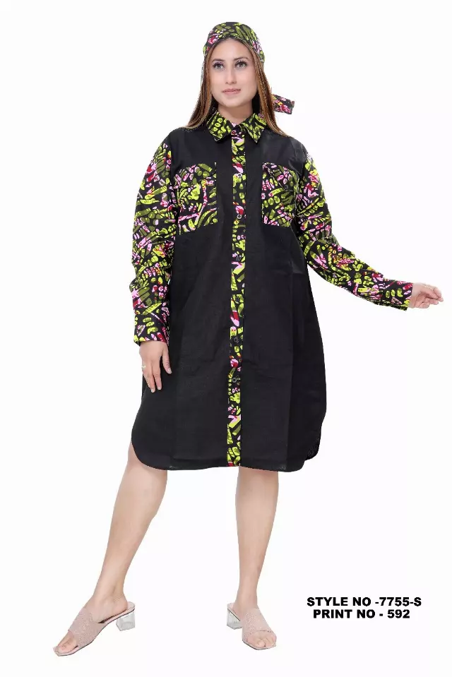 7755S Tunic Dress/Shirt in Mix Match Print (3 PCS PRE-PACK) - $18.00 EACH — One Size (4 - 24) / Print-592