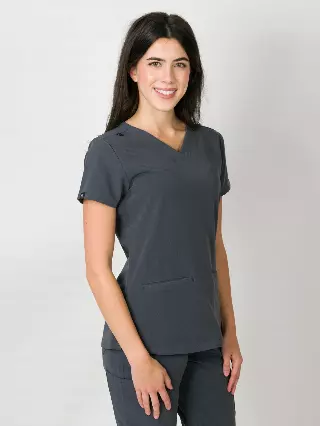 Sofia | Slim 3 Pocket Scrubs Top — Dark Storm / 2XL