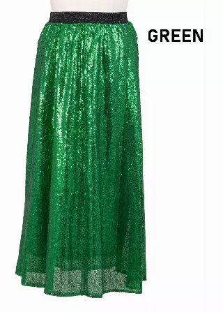 CHH-19014-17 - Women's Sequin Skirt High Waist Sparkle Party Cocktail Skirt (3-PCS PRE-PACK) — One Size Plus / Green / 3-Pcs Per Pack