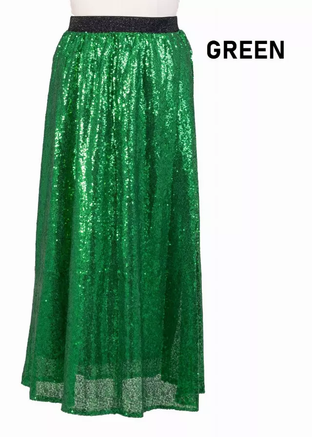 CHH-19014-17 - Women's Sequin Skirt High Waist Sparkle Party Cocktail Skirt (3-PCS PRE-PACK) — One Size / Green / 3-Pcs Per Pack