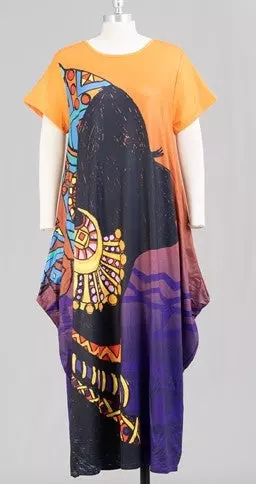 22038 Face Print Maxi Dress - One Size (3-PCS PRE-PACK) ($20.00 Each)