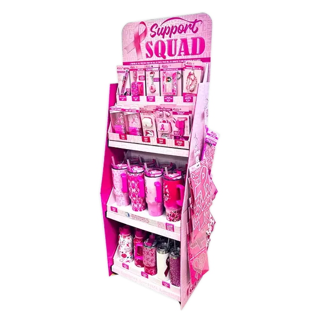 Breast Cancer Awareness Pink Support Squad Assortment Floor Display - 64 Pieces Per Retail Ready Display Kit 88590