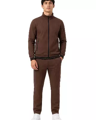 Full-Zip Mock-Neck Track Jacket #T17 — Brown / S-M-L-XL-2X