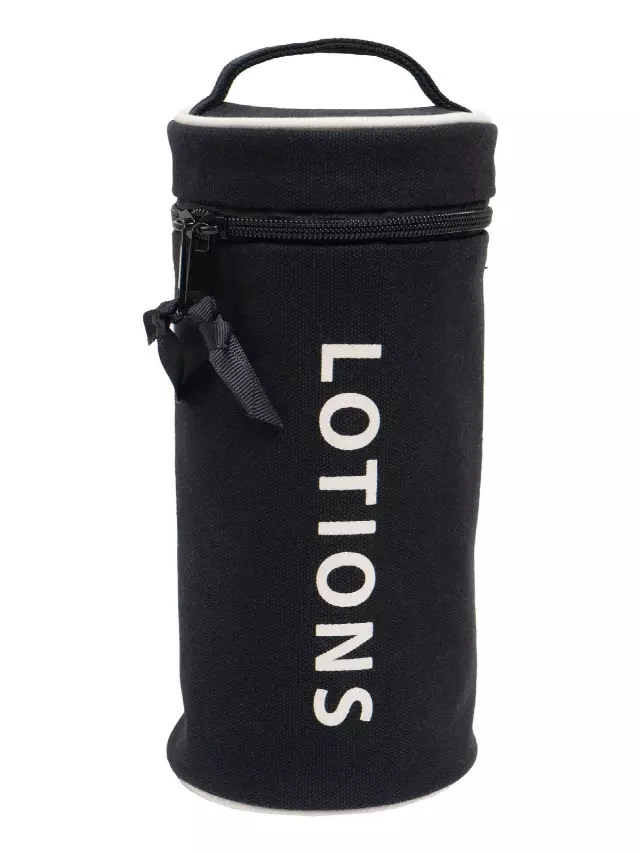 La L'Amour 16 oz Cotton Canvas Top Handle Cylinder Toiletry Lotions Case — 100-BLK