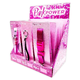 Pink Power Key Chain Lanyard and Pen Assortment - 22 Pieces Per Retail Ready Display Kit 88529
