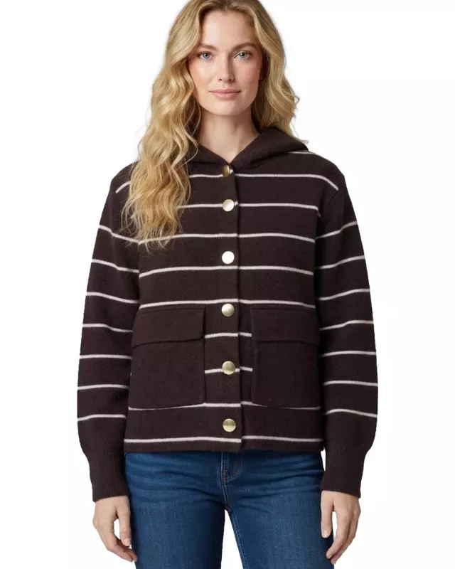 Striped Sweater Jacket #31 — DarkBrown/Ivory / S/M - L/XL