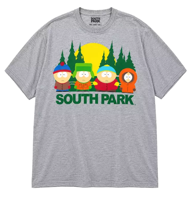 SOUTH PARK CHARACTERS BIG & TALL T-SHIRT HTR GREY