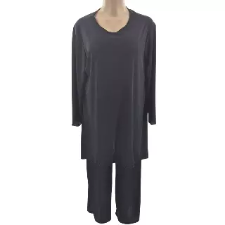 Chicaluv - Women's Plus Size Ribbed Knit Suit – Long-Sleeve Top & Solid Trousers Set XV0644