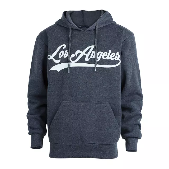 Men’s Pullover Fleece Hoodie with Drawcords and Kangaroo Pockets – Los Angeles - Style #MFJ172-1B -$8.50/Unit - 24 PCS/CS - PLEASE SEE DESCRIPTION — Dark Grey