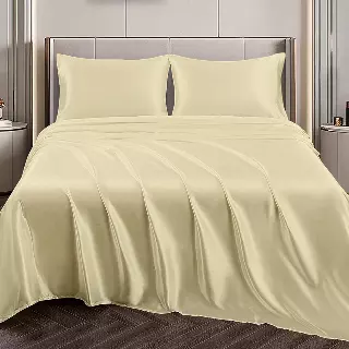 Silky-Soft Satin Sheet Set (4-Piece) — Ivory / King