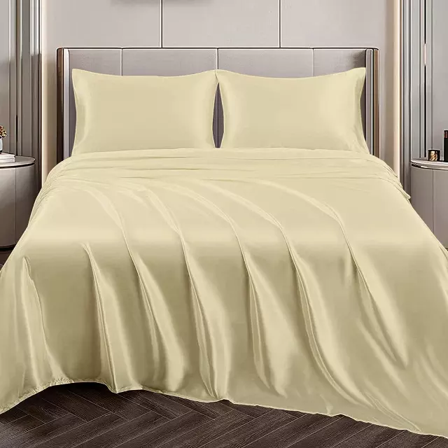 Silky-Soft Satin Sheet Set (4-Piece) — Ivory / King