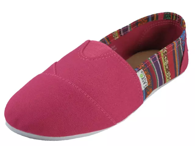 S308L - Women's "Easy USA" Slip-on Casual Canvas Shoes — Fuchsia (S308L-F) / 5-10 Assorted