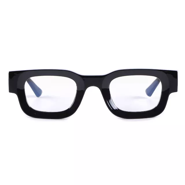 Chunky Square Blue Light Blocking Glasses with Wide Tapered Acetate Side Temples P10880-BLB