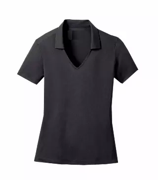 Ladies V-Neck with Collar Performance Polo Black - 9202909