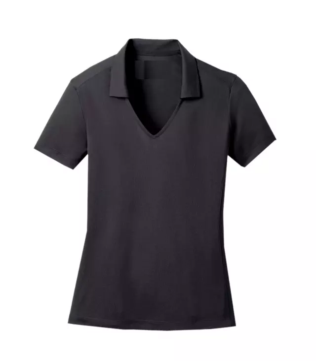 Ladies V-Neck with Collar Performance Polo Black - 9202909