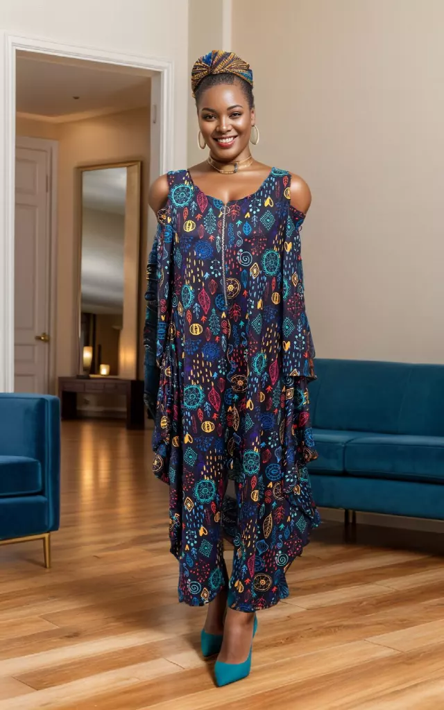24004 Off-Shoulder Multi-Print Zipper Dazzling Jumpsuit - One Size (3-PCS PRE-PACK) ($20.00 Each)