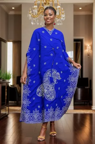 PNA-503 - Women's Plus Size Gorgeous Kaftan - One Size (6-PCS PRE-PACK) $7 Each — One Size (4-24) / Blue
