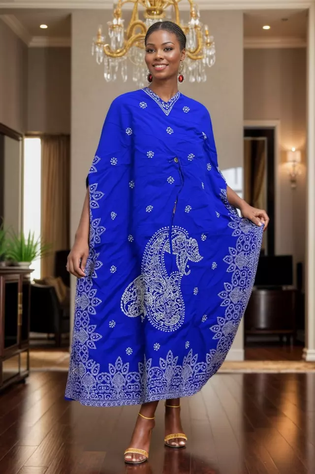 PNA-503 - Women's Plus Size Gorgeous Kaftan - One Size (6-PCS PRE-PACK) $7 Each — One Size (4-24) / Blue
