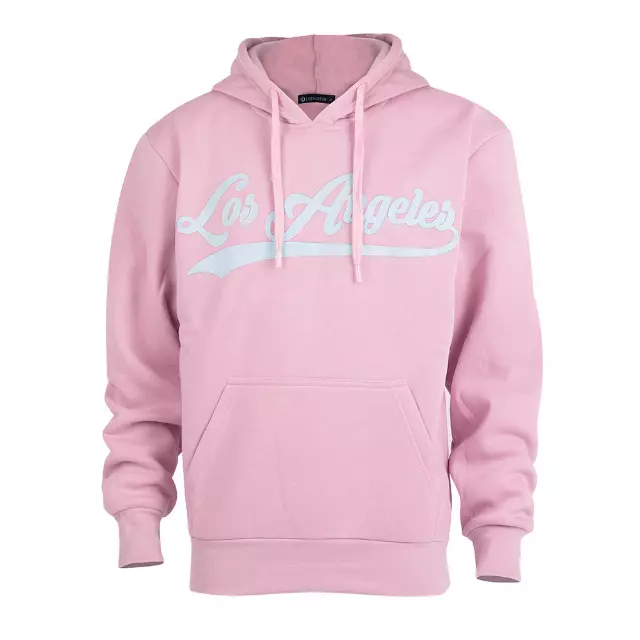 Men’s Pullover Fleece Hoodie with Drawcords and Kangaroo Pockets – Los Angeles - Style #MFJ172-1B -$8.50/Unit - 24 PCS/CS - PLEASE SEE DESCRIPTION — Pink