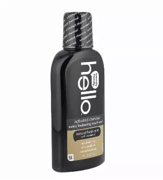 hello Activated Charcoal Extra Freshening Mouthwash, Alcohol Free with Fresh Mint + Coconut Oil, Vegan & SLS Free