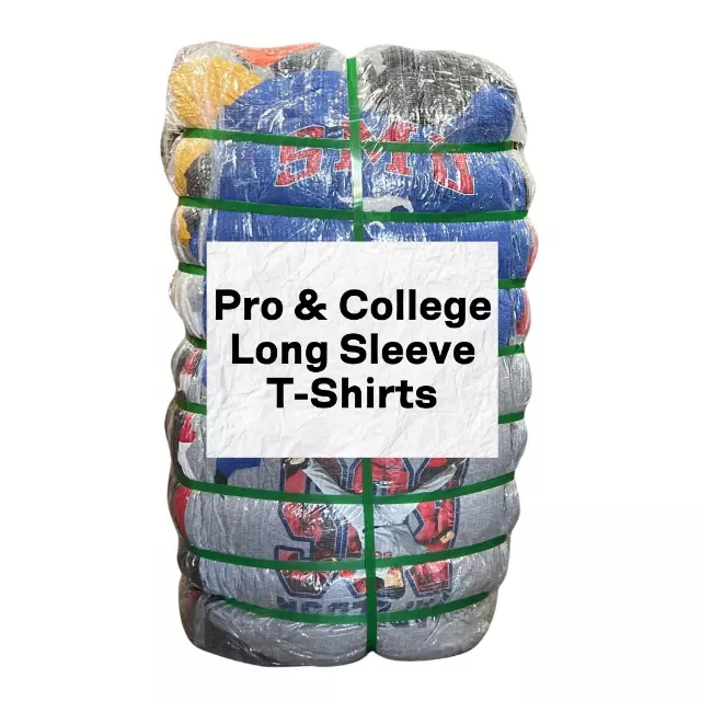 NBA, NFL, MLB, and NHL & College Long Sleeve T-Shirts Bale — 50LB