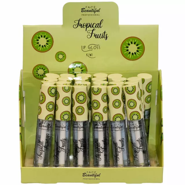 Face Beautiful Tropical Fruist Lip Gloss - Kiwi - Wholesale Display 24 Units (FB-006)