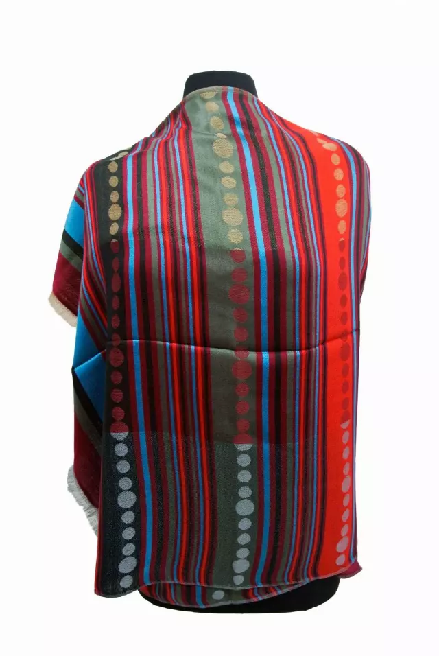 21109 Stripe Pattern Pashmina — Burgundy