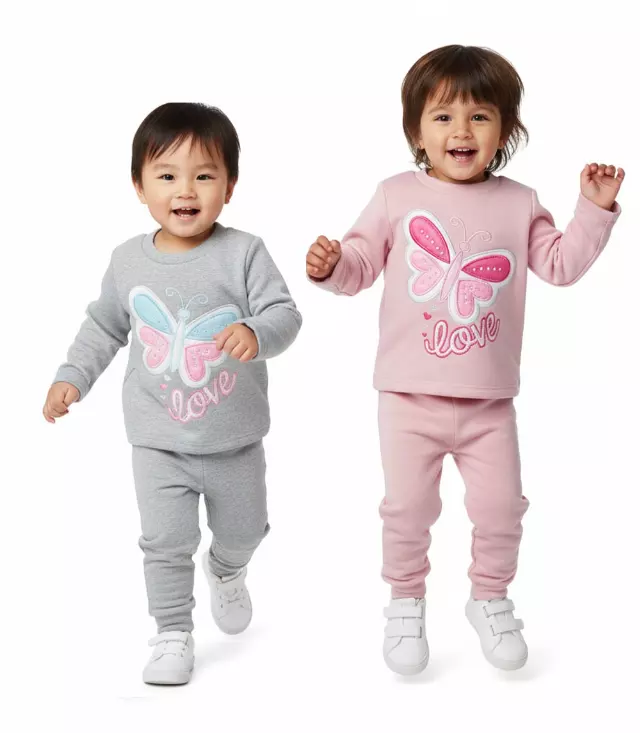 GIRLS PINK Butterfly Love Applique Crew Neck Jogset - 8721501