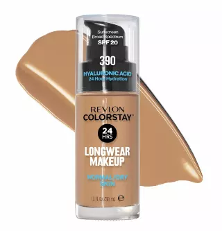 Revlon Colorstay Longwear Makeup Normal/Dry, 390 Rich Maple, 1 fl oz | Longwear foundation for normal & dry skin with SPF 20. Medium-full coverage, natural finish. Up to 24hr wear.