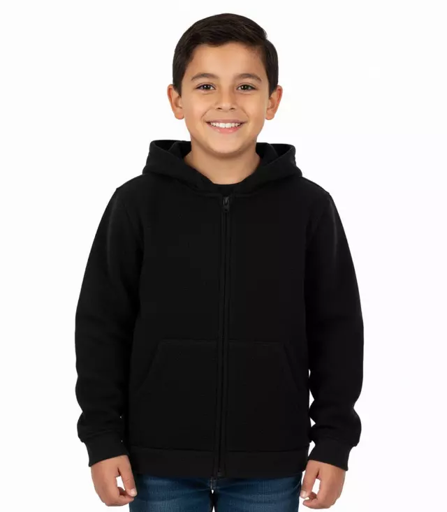 Boys 4-7 Zip Front Fleece Hoodie Jacket Black - 0283204