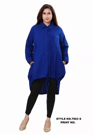7663S - ON SALE!!!! Draw String Button Down Solid Top (3-PCS PRE-PACK) - $12 Each — One Size (4-18) / R. BLUE / 3-Pcs Per Pack