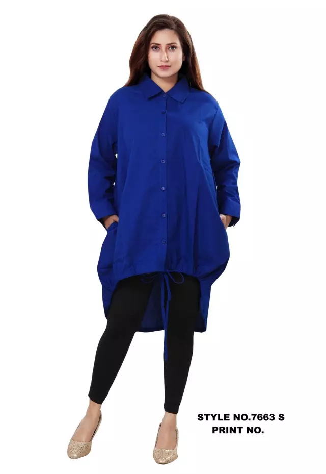 7663S - ON SALE!!!! Draw String Button Down Solid Top (3-PCS PRE-PACK) - $12 Each — One Size (4-18) / R. BLUE / 3-Pcs Per Pack