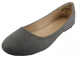 W8600L - Women's "Easy USA" Micro Suede Upper Stylish Ballet Flat Shoes — Gray (W8600L-G) / 6-11 Assorted