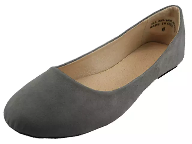 W8600L - Women's "Easy USA" Micro Suede Upper Stylish Ballet Flat Shoes — Gray (W8600L-G) / 6-11 Assorted