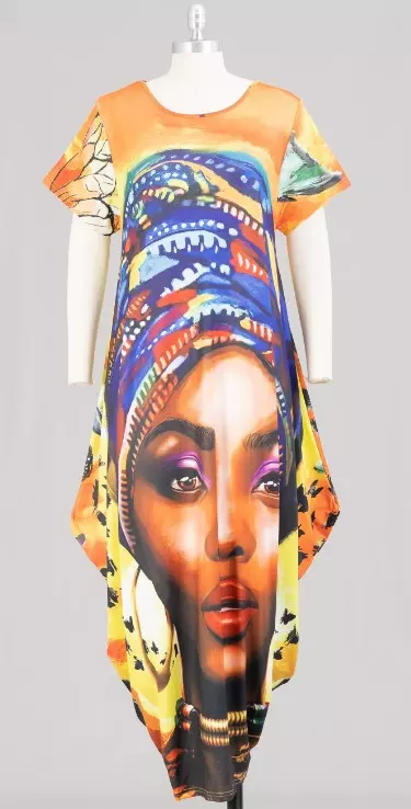 22060 Face Print Maxi Dress - One Size (3-PCS PRE-PACK) ($20.00 Each)