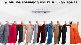 ChicaLuv Wholesale- Wide-Leg Paperbag Waist Pants – Comfort with Chic Style