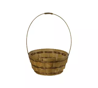 MS1707-8 – 8” Round Woodchip slat basket with handle w/Liner-“each” Min 12 pcs – Case 48 pcs