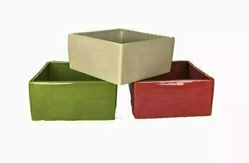 CP5204-8 – 3 Assorted color 8” square 4” deep planters-“case pk 6”